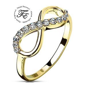 Women's Dainty Gold Infinity Ring - Paved Gem Infinity Ring
